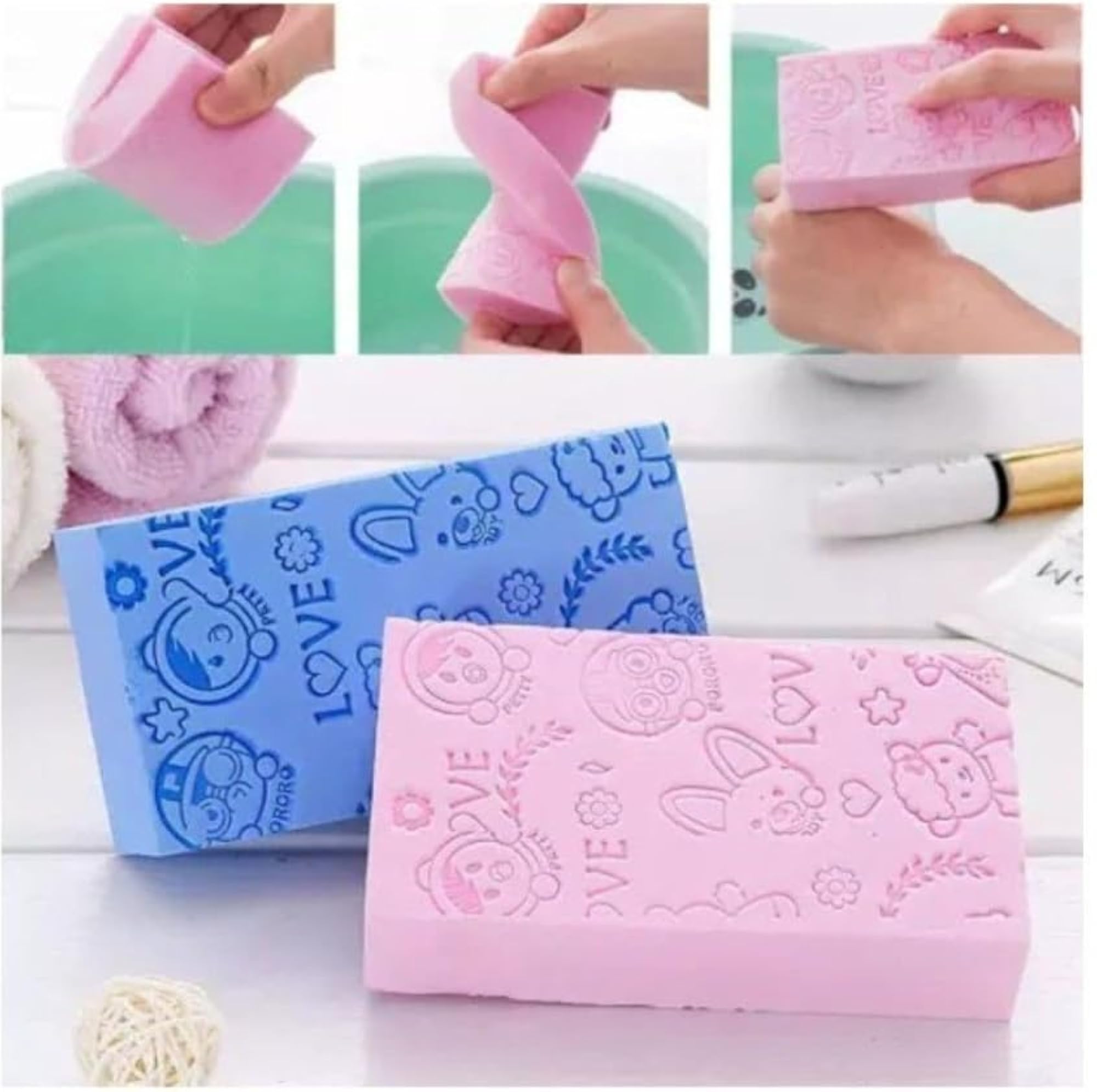 Soft Exfoliating Sponge Pack of 4 for Body and Face
